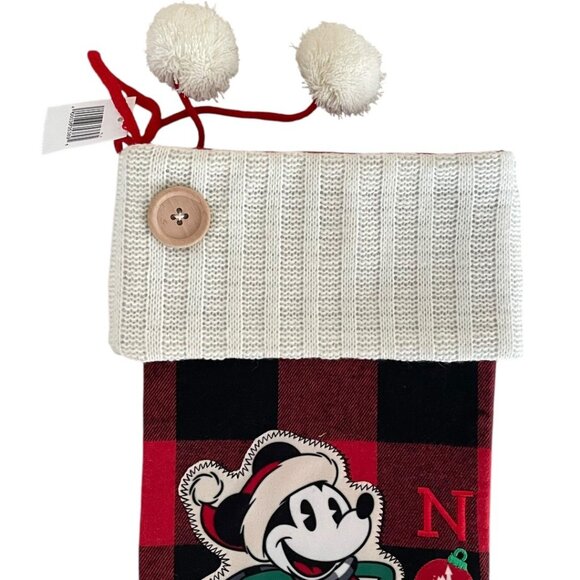 Disney Parks Mickey Mouse Noel Plaid Holiday Christmas Stocking